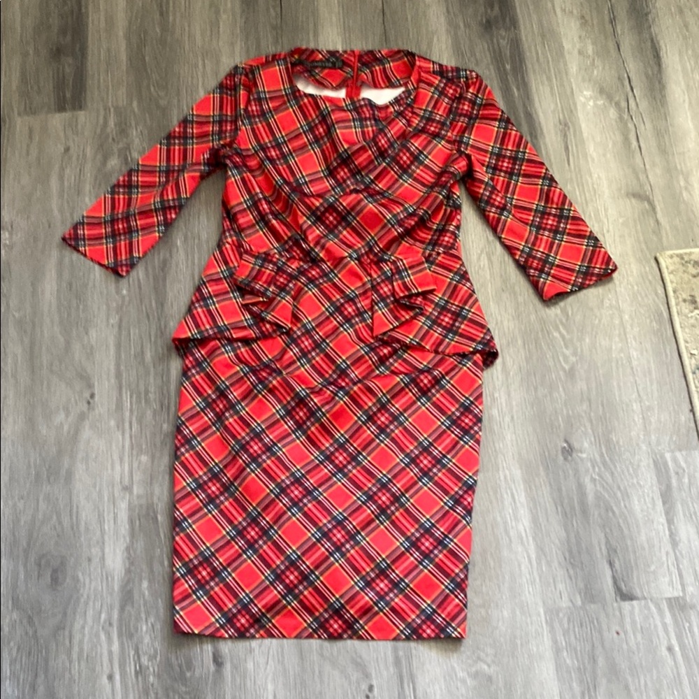 Plaid red dress